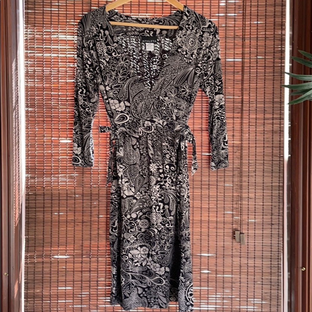 NWOT Athleta Paisley Black Dress